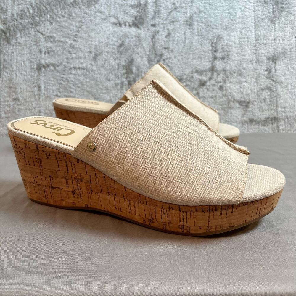 Circus by Sam Edelman Natural Canvas Cork Wedge Sandals